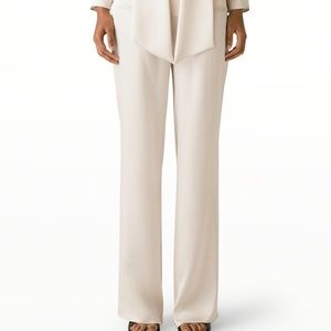 St. John Creamy White Crepe Trousers Side Zip SZ 16